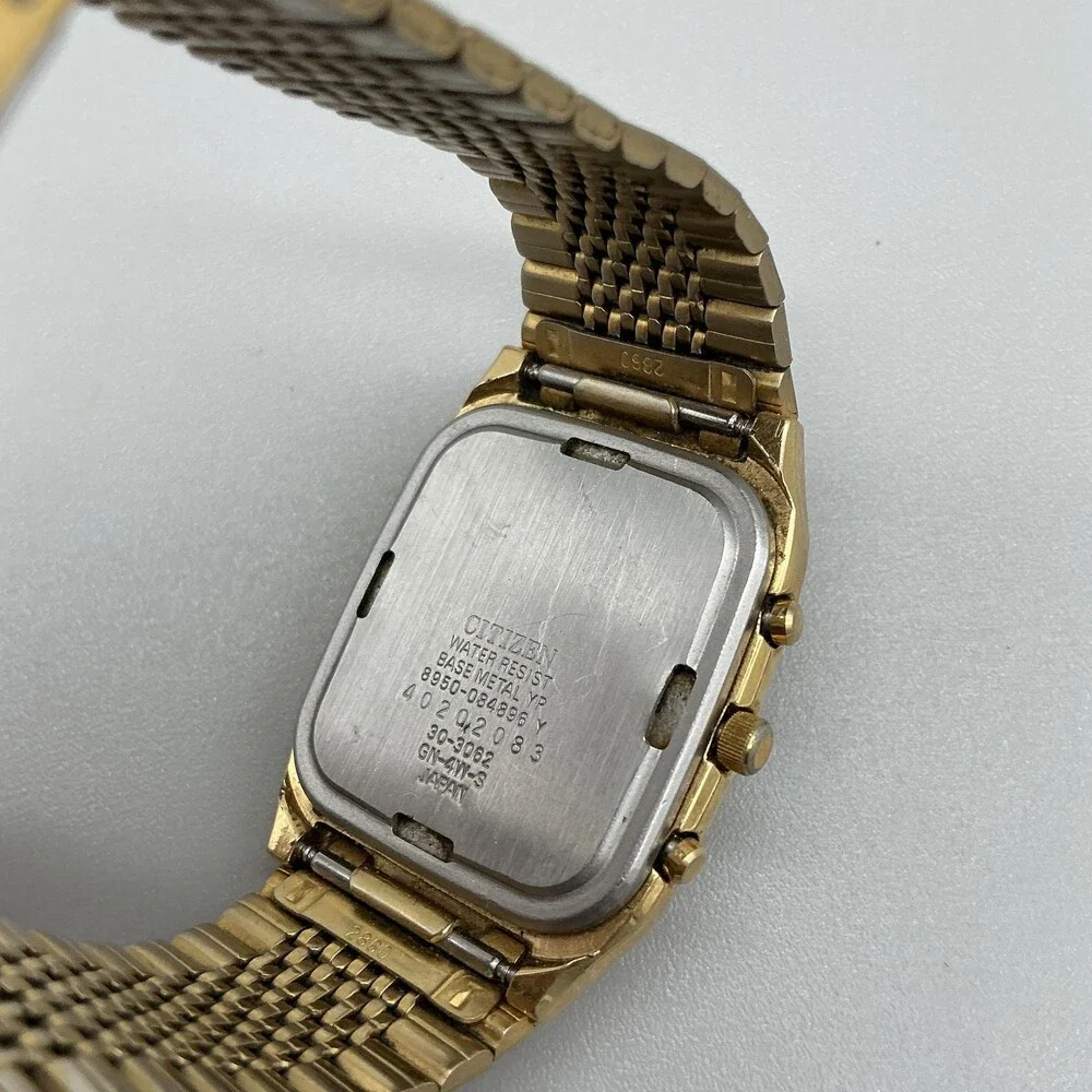 Vintage Citizen Mens Watch 30mm Gold Tone Ana Digi 8950-084896 New Battery 6.25
